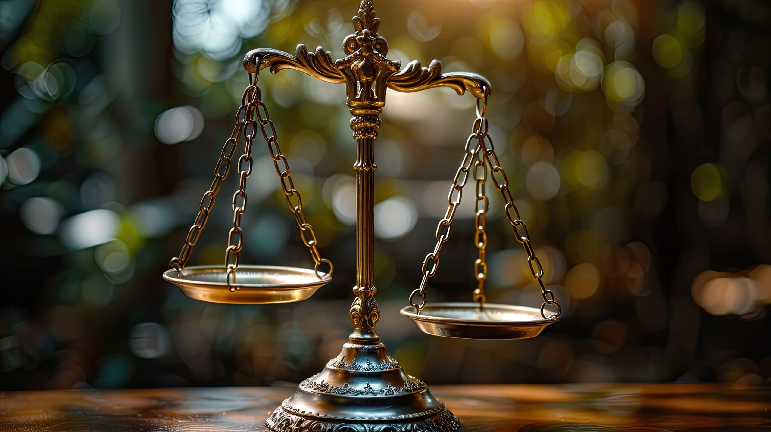 Legal office of lawyers, justice and law concept : Retro balance scale of justice, depicting giving fair and objective consideration to all evidence, without showing bias.